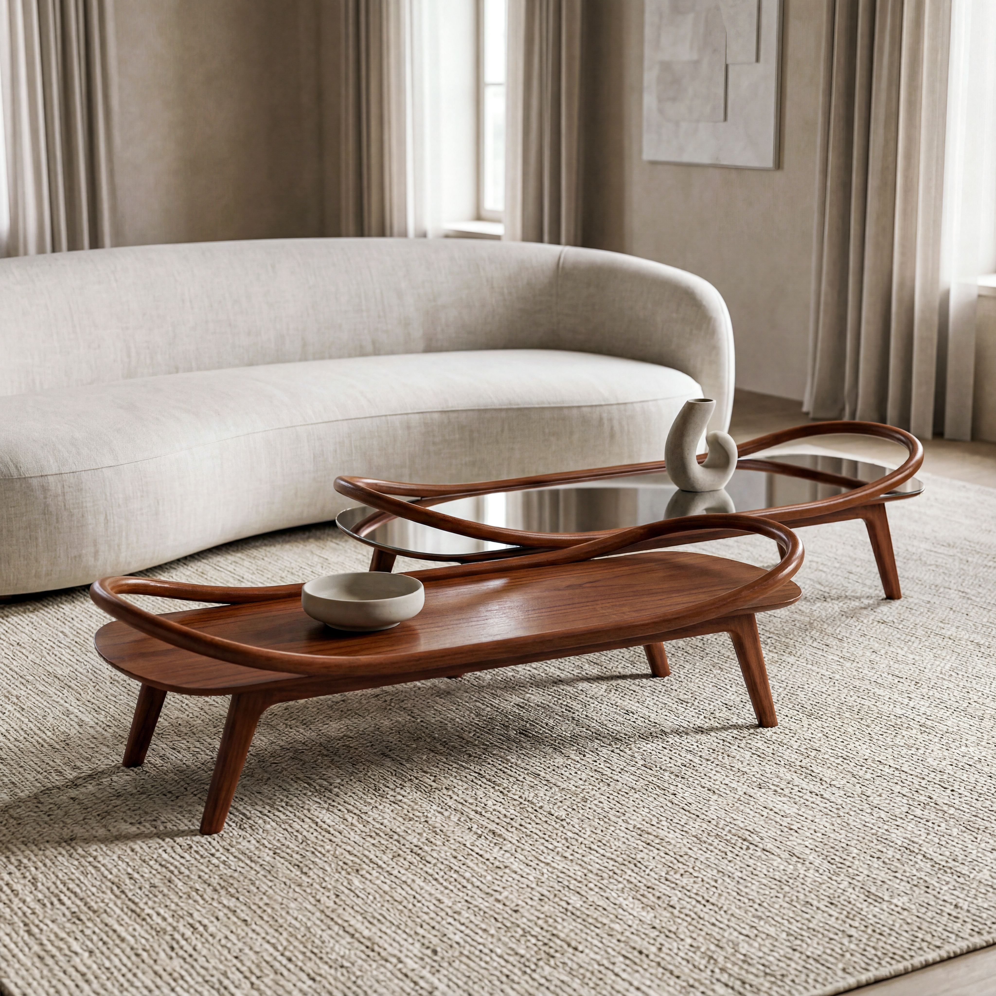 Conjunto Mesa de Centro Priori Castanho